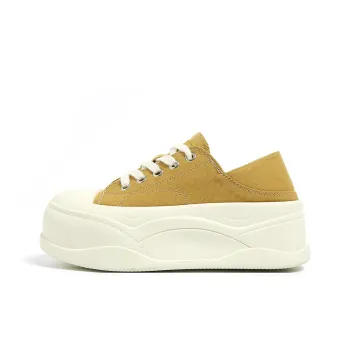 FOREVER 21 Slip Resistant, Abrasion Resistant, Breathable, Height Increasing Low Top Canvas Shoes Women's Yellow