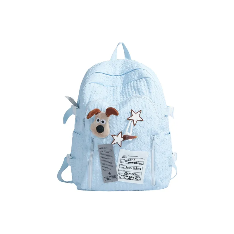 WICKBUEN Nylon Fabric Backpack Women's Light Yellow/Black/Green/Blue-15