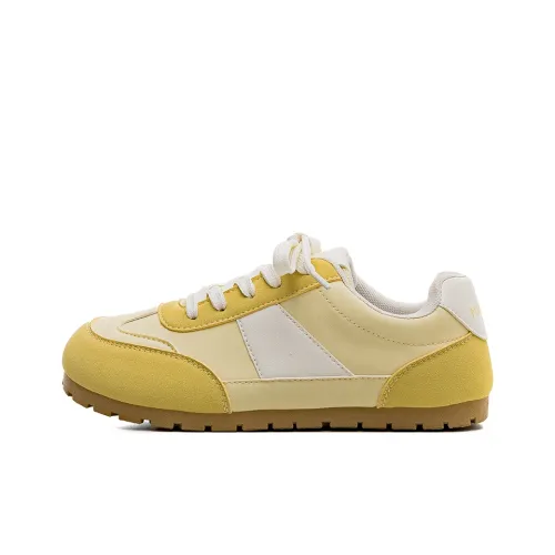 HUANQIU Shock Absorbers Slip Resistant Breathable Low Top Casual Shoes Women's Yellow