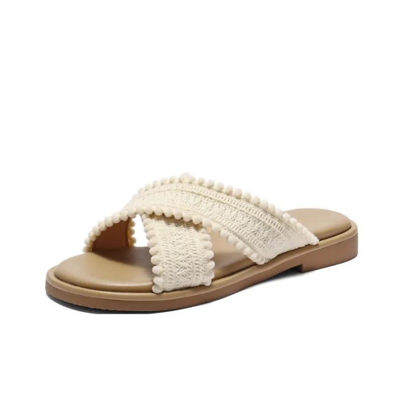 BELLE Slide Slippers Women's Ecru-1