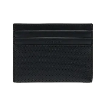 LACOSTE Cut Out Leather Card Holder Men's Black