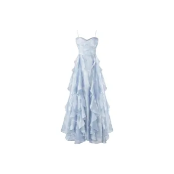 FUSHENG Slip Dresses Women's Mermaid Blue with Diamond