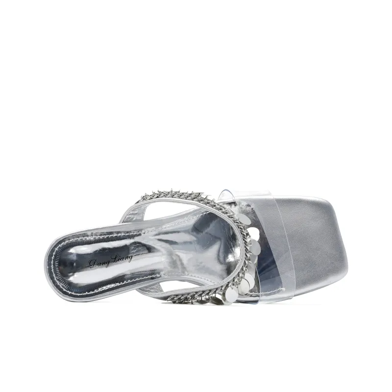 Be Good Rubber Sole Slip Resistant Slide Slippers Women's Silver-3
