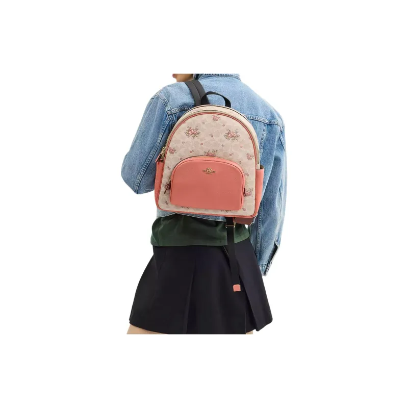 COACH Court Coated Canvas With Pebble Leather Backpack Tubas Women's Pink-3