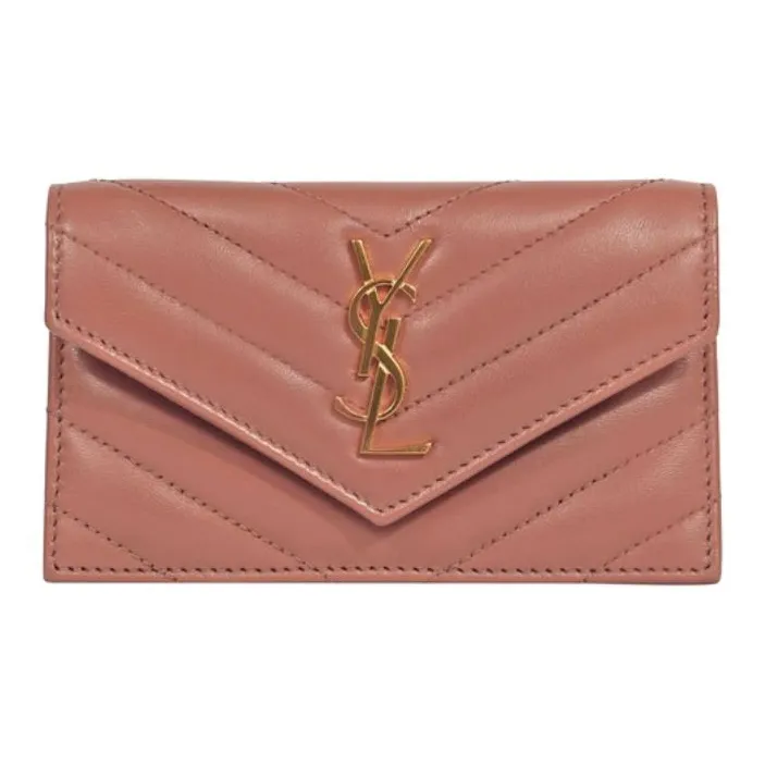 SAINT LAURENT Lambskin Wallet Women's Pink-0