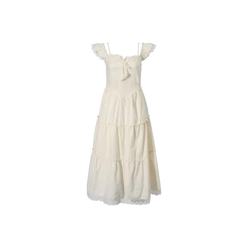 PZGE Slip Dresses Women's Apricot Midi Skirt-0