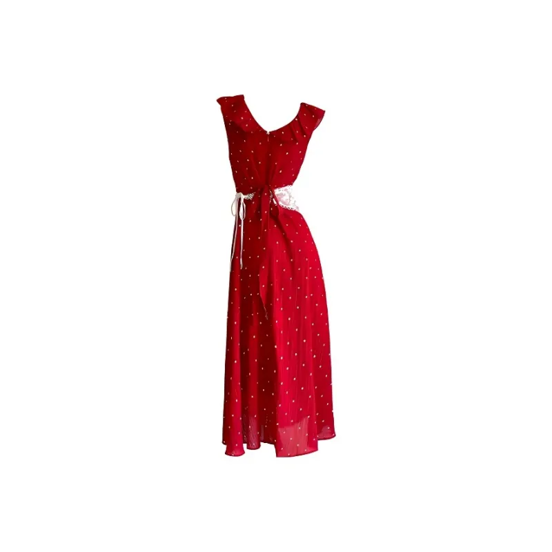 PZGE Sleeveless Dresses Women's Red Dress Formula Kimono-1