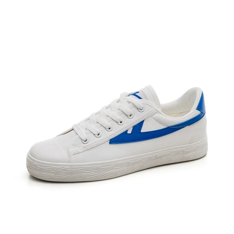 Warrior Lightweight, Breathable, And Supportive Low Top Skateboard Shoes Unisex White Blue-1