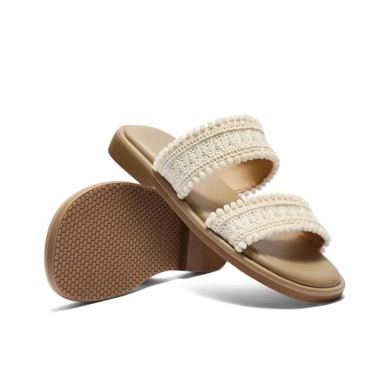 BELLE Slide Slippers Women's Beige/Yellow/Blue-4