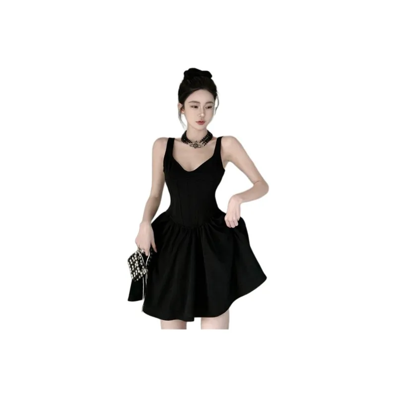 Mu Xiao Xin Slip Dresses Women's Black Fishbone Corset-0