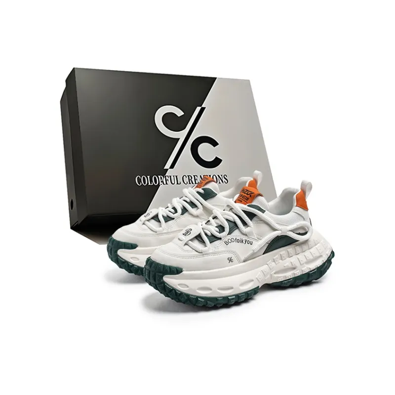 Colorful Creations Chunky Sneakers Men Low Top White Black/White Orange/Blue-6