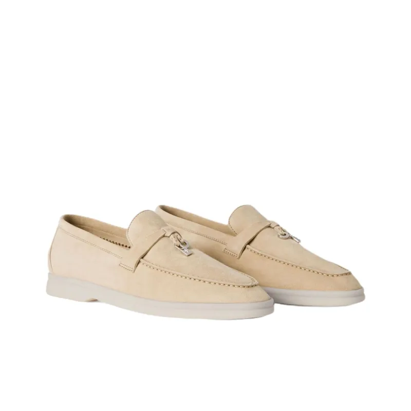 Loro Piana Summer Charms Walk Casual Single Shoes Women's Beige-2