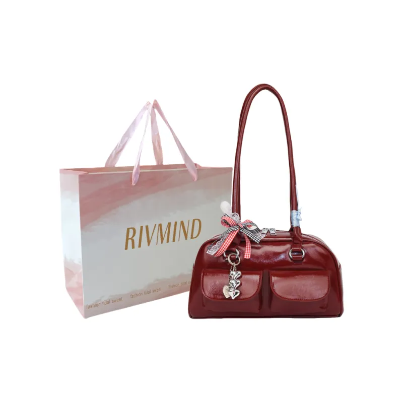 RIVMIND PU Shoulder Bag Women's Black/Coffee/Brown/Red-17