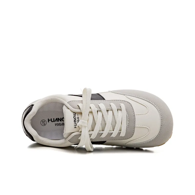 HUANQIU Shock Absorbers Slip Resistant Breathable Low Top Casual Shoes Women's Beige-2