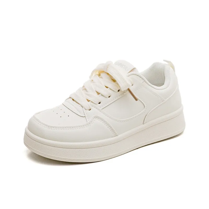 HUANQIU Slip Resistant Shock Absorbers With Abrasion Resistant Properties Low Top Skateboard Shoes Women's Beige-1