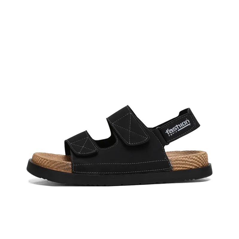 Shiozawa Beach Sandals Men Black, Yellow-0