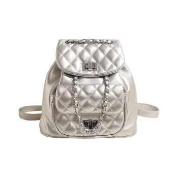 WXRX PU Backpack Women's Silver/Pearl White/Black