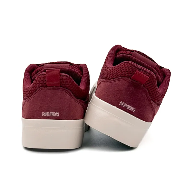 Mengsai Low Top Skateboard Shoes Women's Angora Red-5