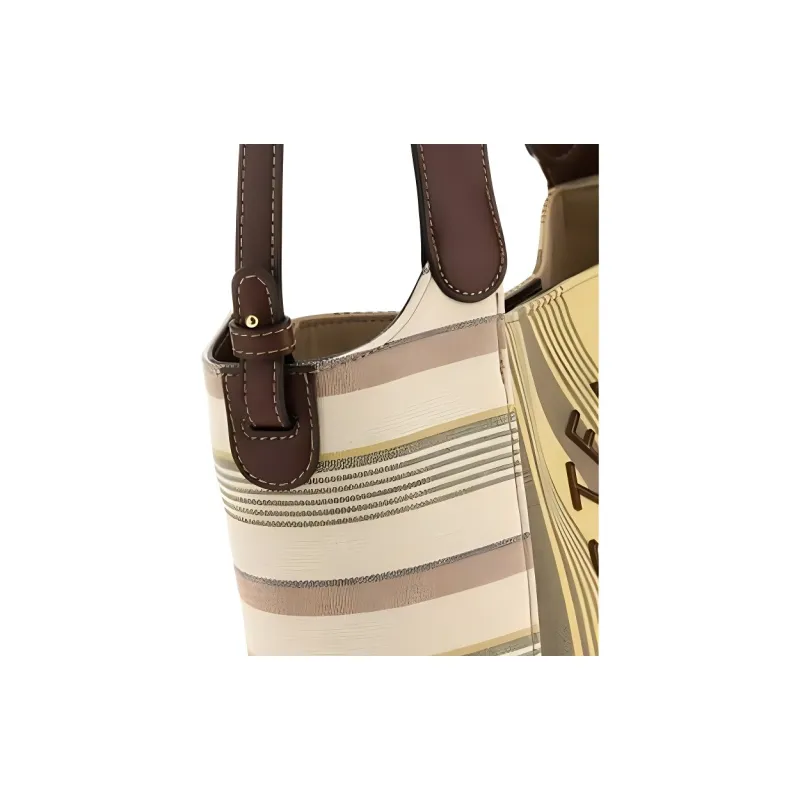 Stella McCartney Logo Lettering Striped Tote Bag-4
