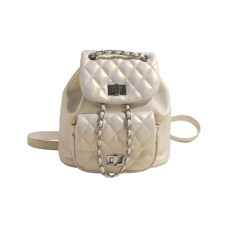 WXRX PU Backpack Women's Silver/Pearl White/Black-6