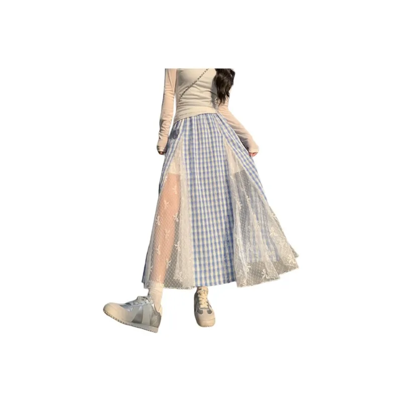GOSO Casual Long Skirts Women's Blue-0