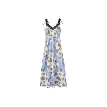 PZGE Slip Dresses Women's Oil Paintings Purple