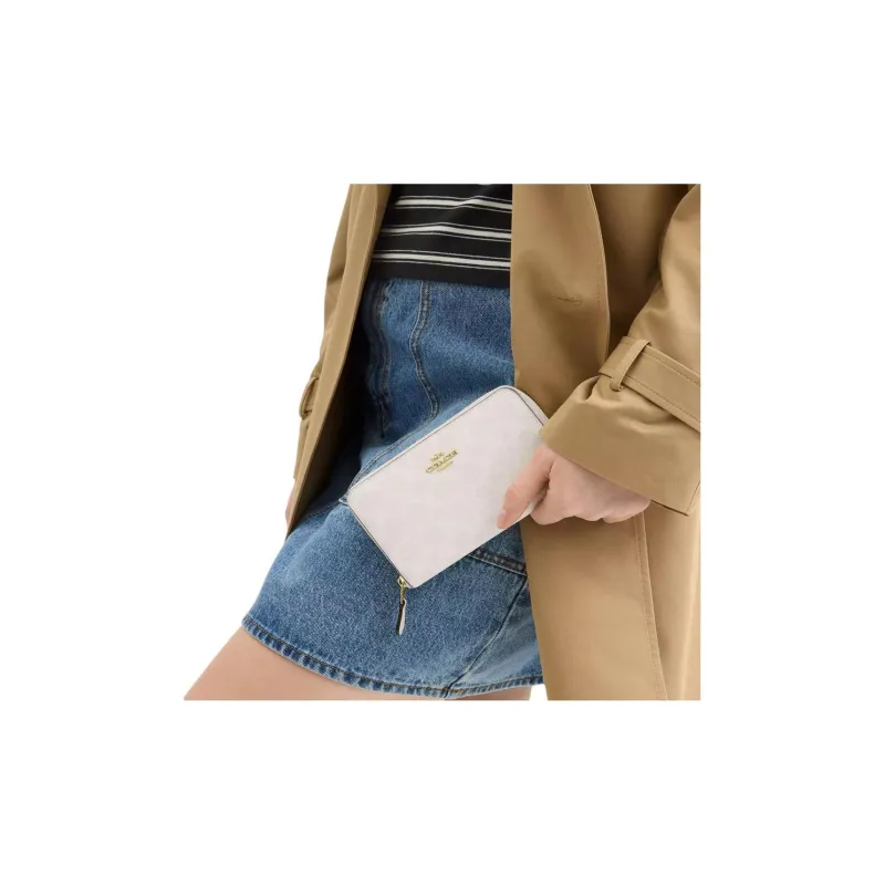 COACH Id Zip Wallet Coated Canvas Wallet Medium Size Women's White-2