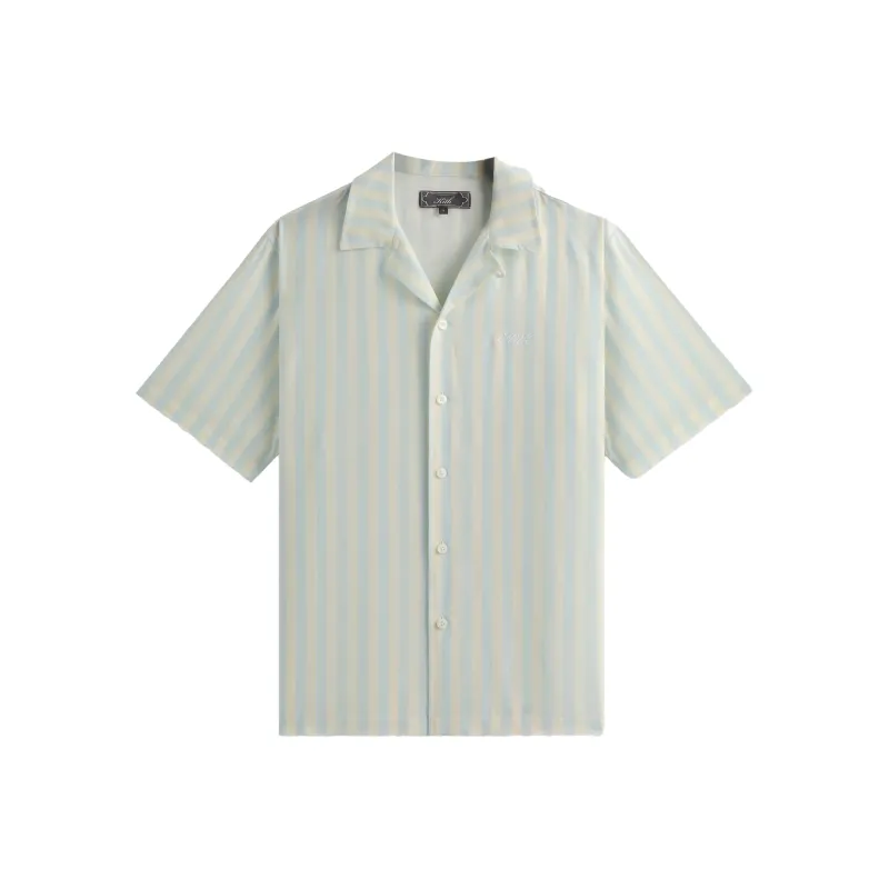 KITH SS25 Striped Thompson Camp Collar Shirt Men's Light Indigo-0