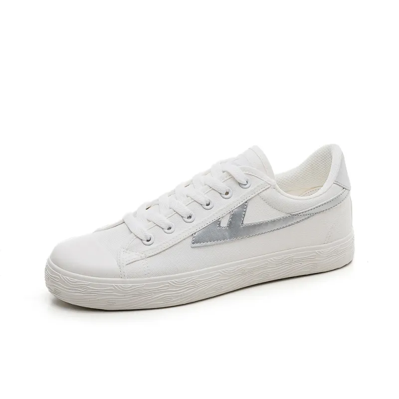 Warrior Lightweight Support Low Top Skateboard Shoes Unisex White Silver-1