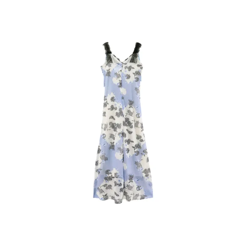 PZGE Slip Dresses Women's Oil Paintings Purple-1