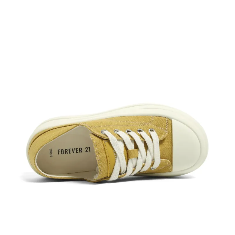FOREVER 21 Abrasion Resistant Slip Resistant Low Top Canvas Shoes Women's Yellow-3