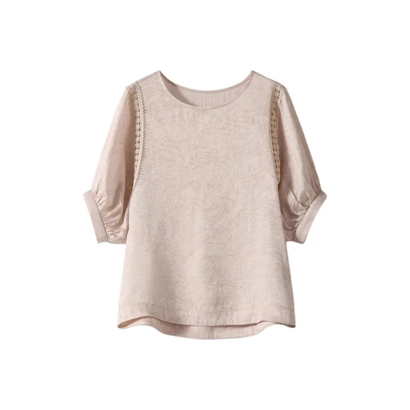 Mu Xiao Xin T Shirts Women's Mist Apricot-0