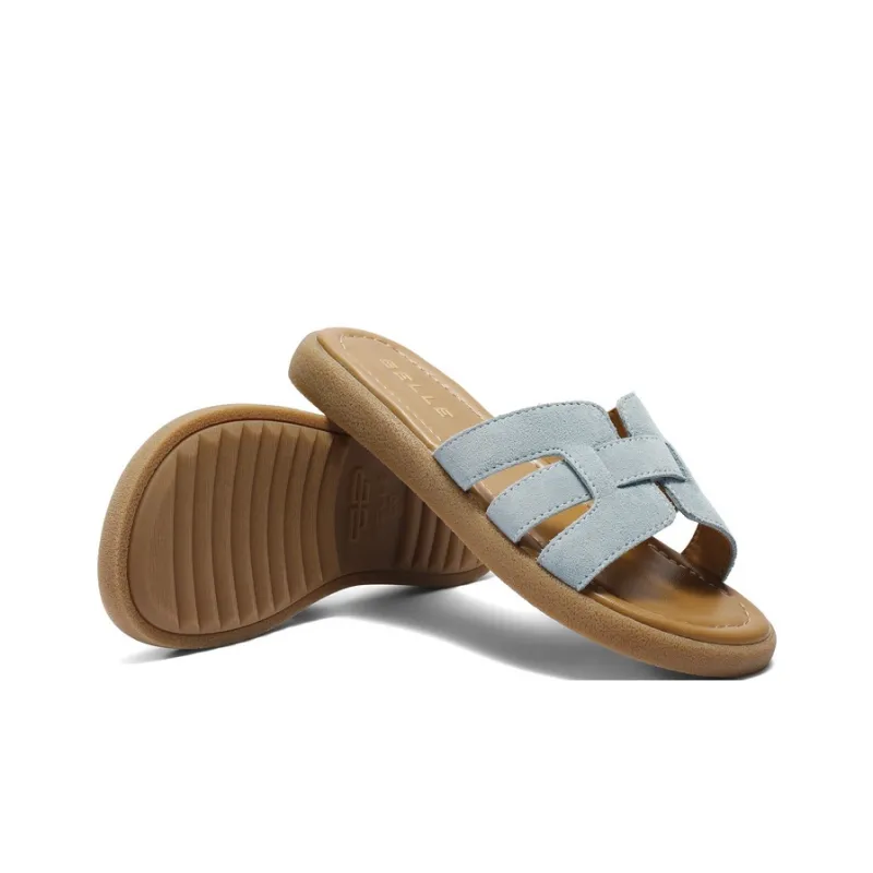 BELLE Slide Slippers Women's Blue/Yellow/Beige-9