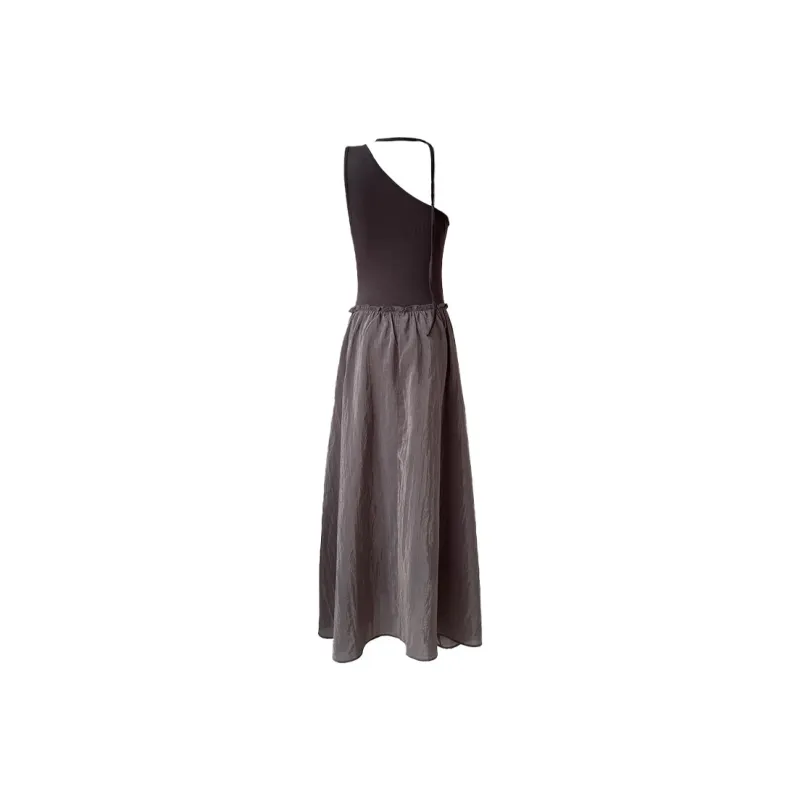 PZGE Sleeveless Dresses Women's Black Gray Color Dress-1