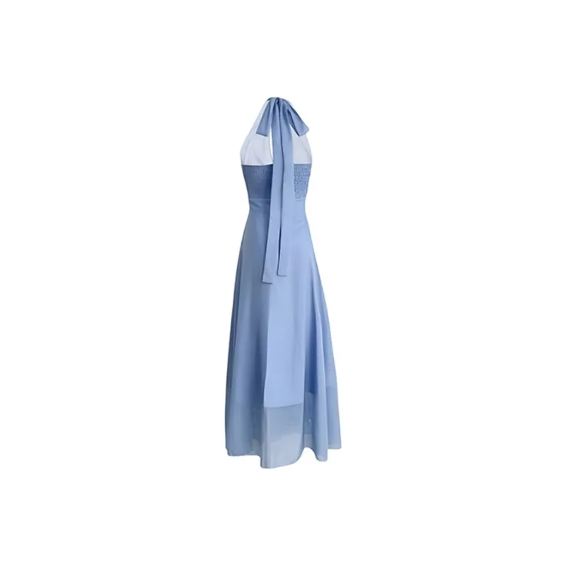 PZGE Sleeveless Dresses Women's Blue Dress-1