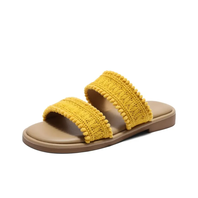 BELLE Slide Slippers Women's Beige/Yellow/Blue-6