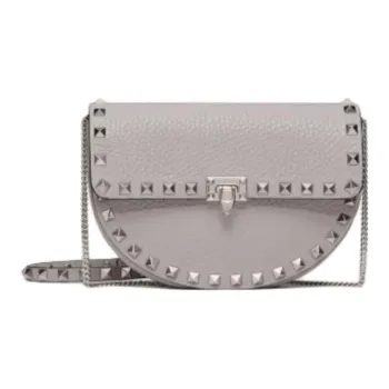 Valentino ROCKSTUD Grain Calfskin Shoulder Bag Mini Women's Dove Feather Gray Color