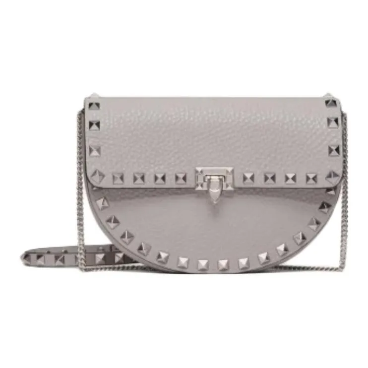 Valentino ROCKSTUD Grain Calfskin Shoulder Bag Mini Women's Dove Feather Gray Color-0