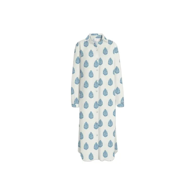 MC2 SAINT BARTHELEMY Long Sleeved Dress Women's White Blue-0