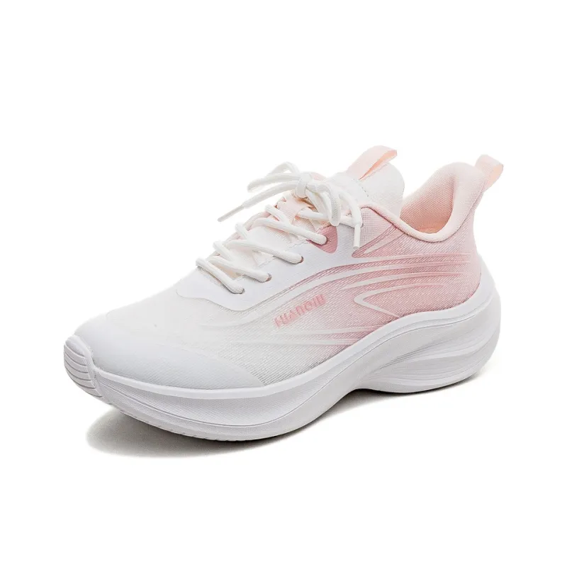 HUANQIU Slip Resistant, Abrasion Resistant, Lightweight Low Top Casual Running Shoes Women's White Pink-1