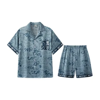 Lan Miao Pajama Set Men's Light Blue