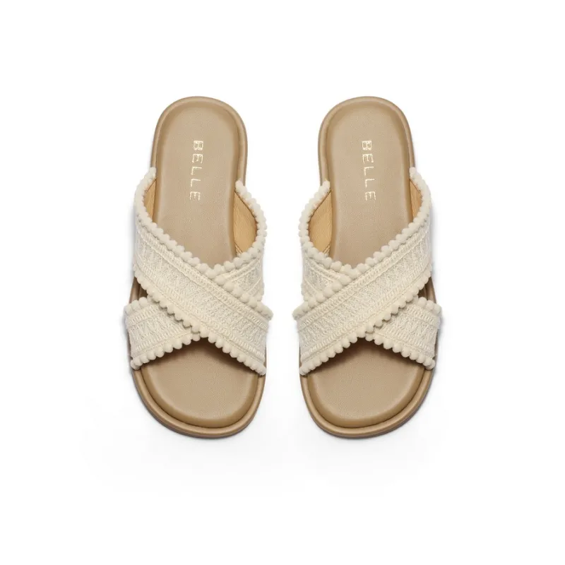 BELLE Slide Slippers Women's Ecru-2