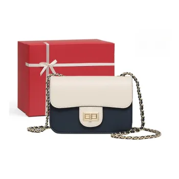 CNNCOO Cow Leather Shoulder Bag Women's Dark Blue