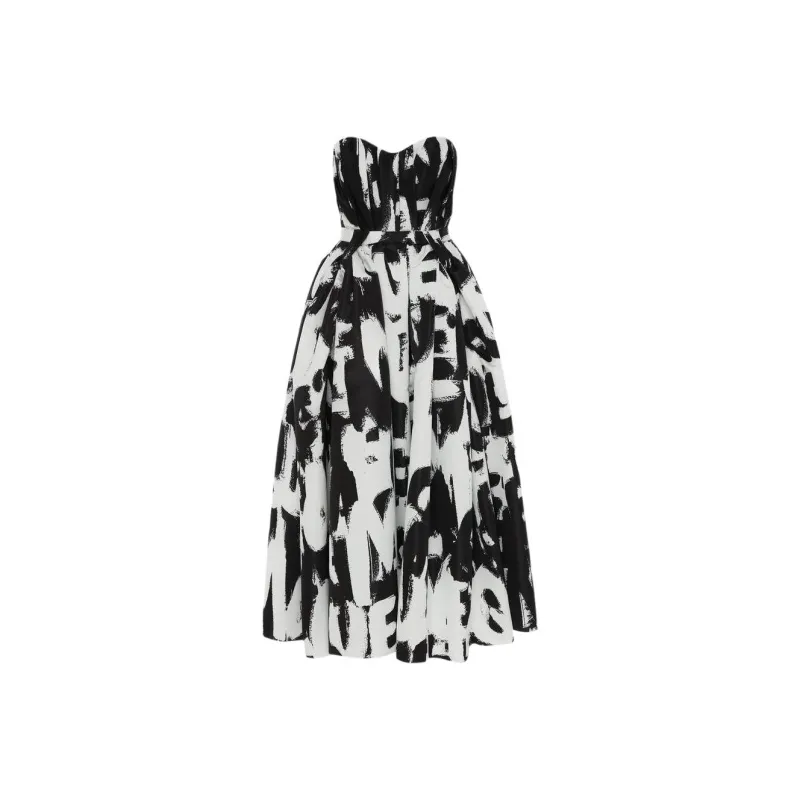 Alexander McQueen Sleeveless Dresses Women's Black/White-0