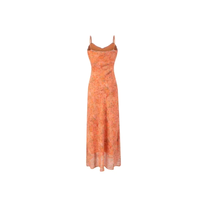 PZGE Slip Dresses Women's Orange-1