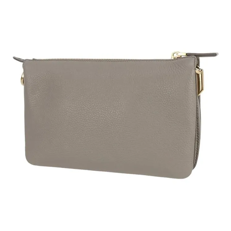 PRADA Vitello Dino Calfskin Shoulder Bag Unisex Gray-3