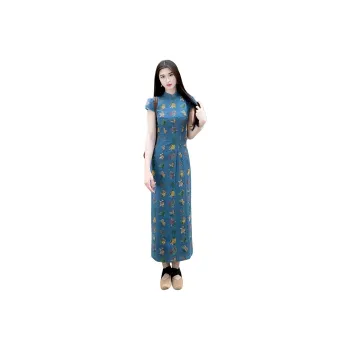 MDEHT Cheongsams Women's Navy Blue
