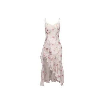 CHIWAWAMEME Slip Dresses Women's Pink Floral Mermaid Long Skirt