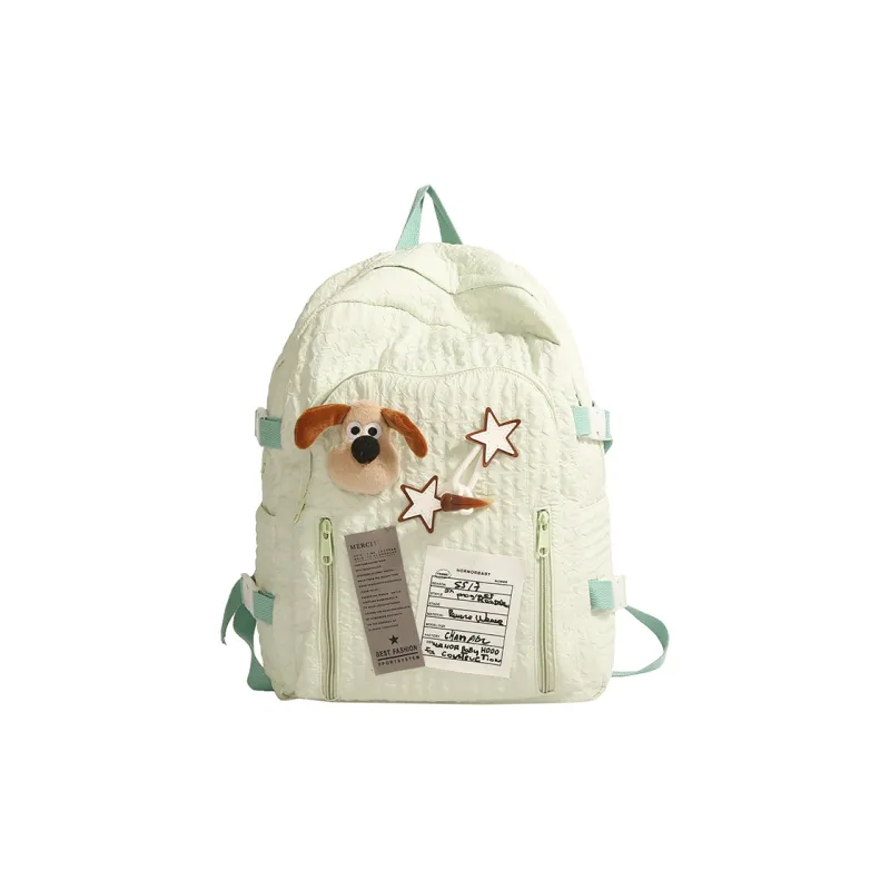 WICKBUEN Nylon Fabric Backpack Women's Light Yellow/Black/Green/Blue-9