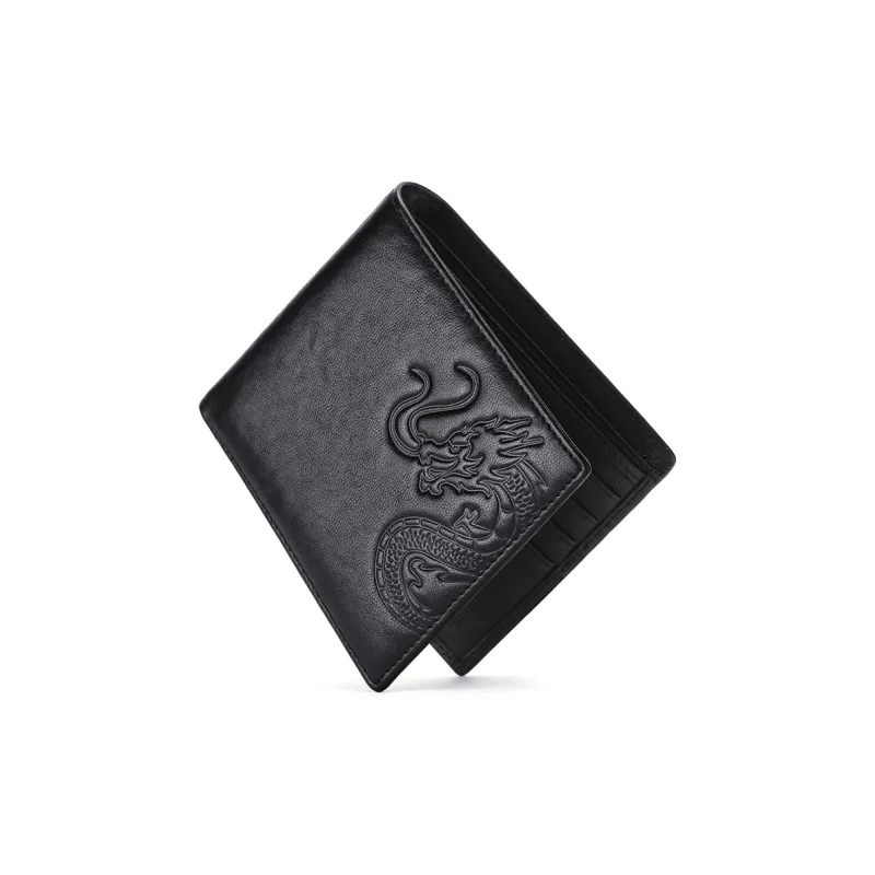 SEPTWOLVES Top Grain Cow Leather Wallet Men's Black-1